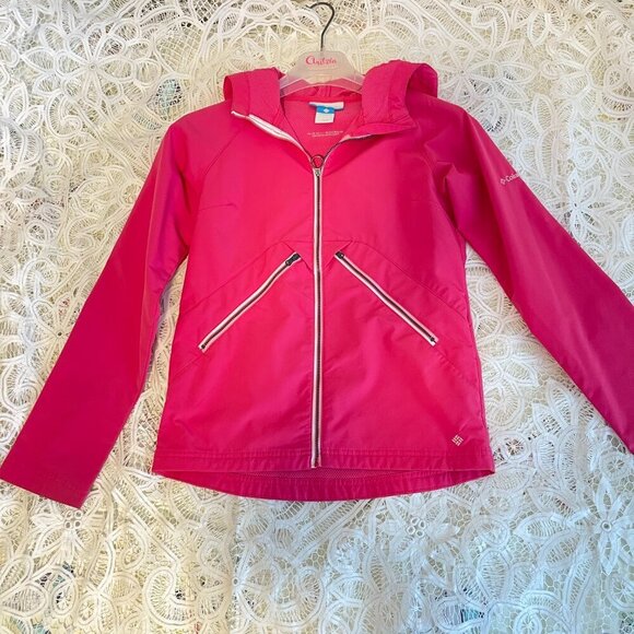 Columbia Omni Tech Pink Zip Rain Jacket Youth Girls - (14/16) Large - Picture 3 of 11